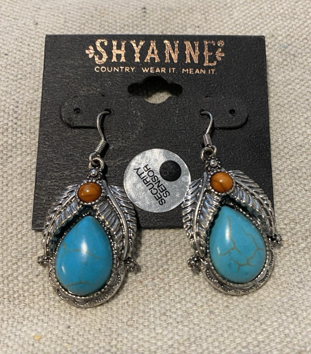 New Southwestern Shyanne Turquoise Drop Dangle Earrings Cowgirl Western